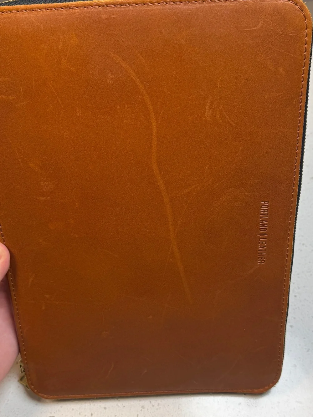 Portland Leather Goods - Brown Leather Laptop / IPad Zip Case